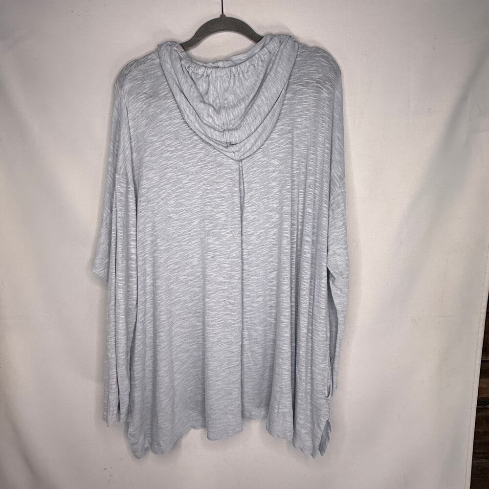 J.Jill Women 3X Light Blue Linen Cotton Knit Button Front Hooded Pullover - Picture 2 of 9